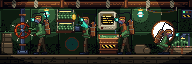 Hydroponics Bay, four crew tending crops